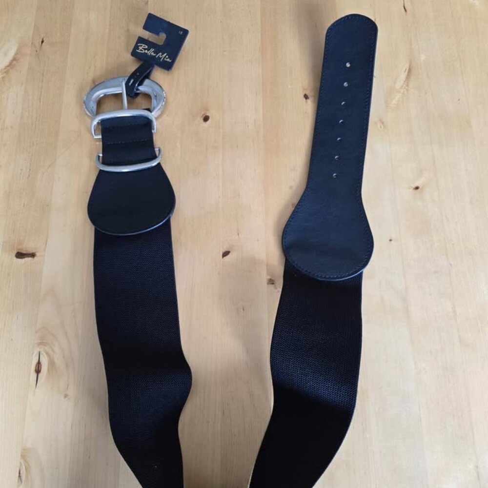 New - Bella Mia belt Sz XL black leather and elastic